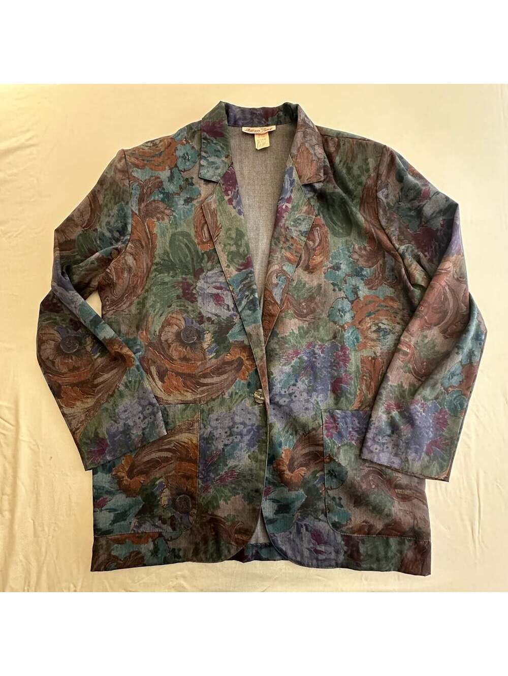 Vintage Allison Tracy Floral Tapestry Blazer Medium Single Button Jacket